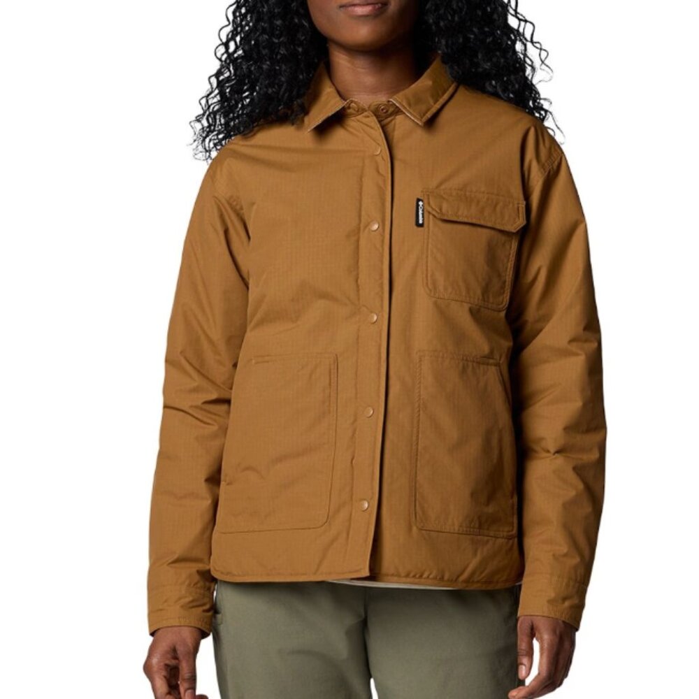 NWT New Columbia Women's Longhorn Ridge Reversible Shirt Jacket Large L Camel - Picture 1 of 6
